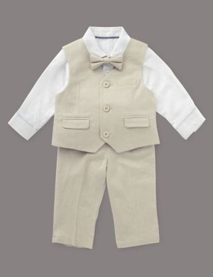 Linen Blend Christening Waistcoat Outfit